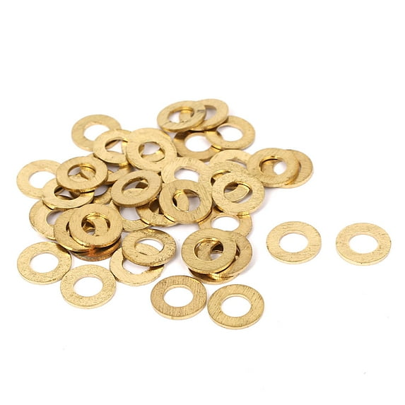 Unique Bargains 41Pcs M5x10mmx0.8mm Brass Flat Washers Plain Spacer for Screw Bolts