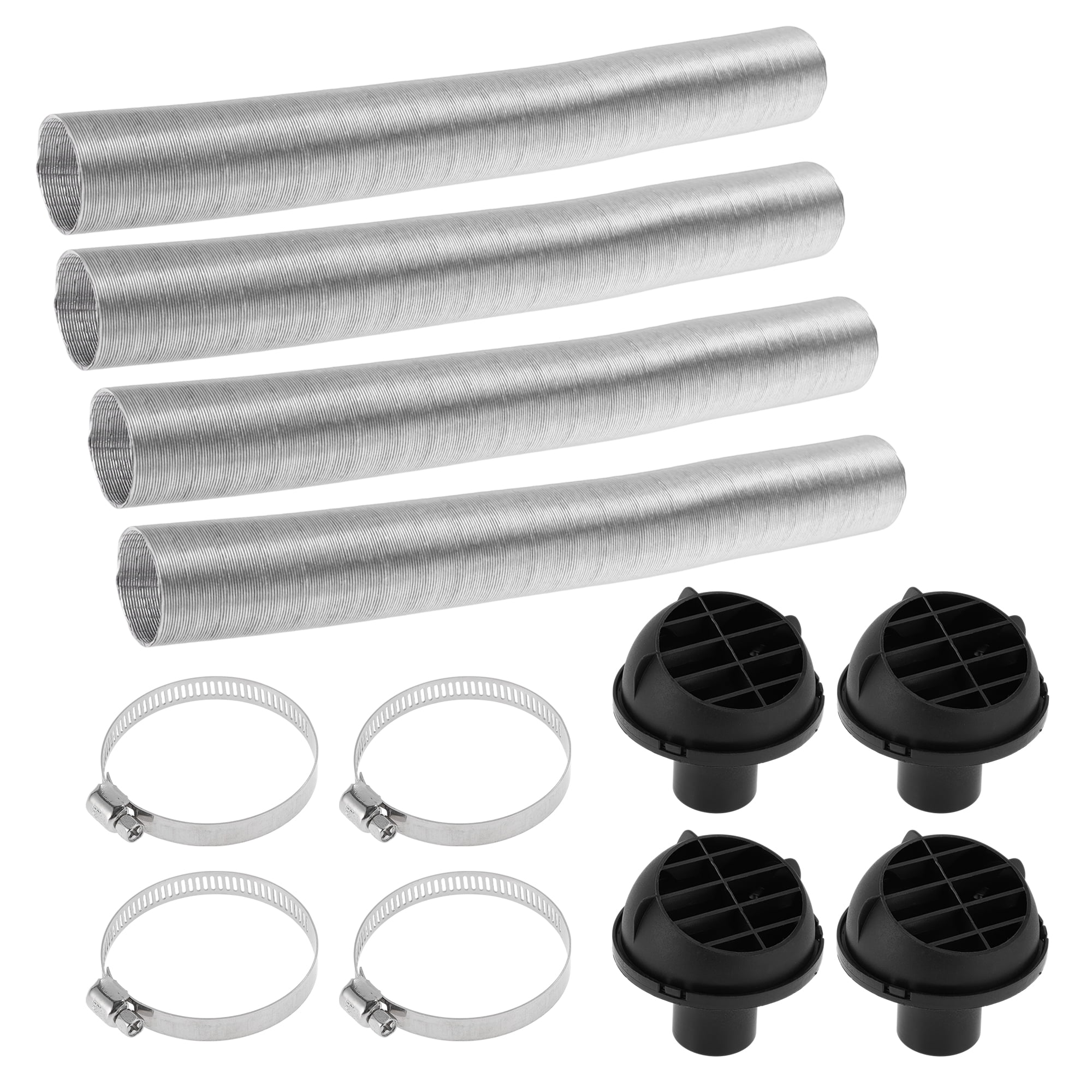 Unique Bargains 42mm Dia 80cm Car Heater Duct Kit Car Heater Duct Pipe Hose Set for Diesel Heater Silver Tone