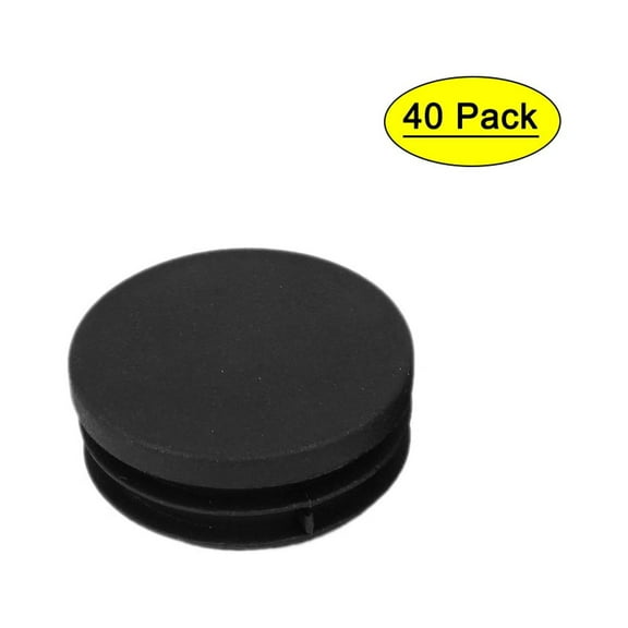 Unique Bargains 42mm Dia Plastic Blanking End Cap Round Ribbed Tube Insert Plug Black 40pcs