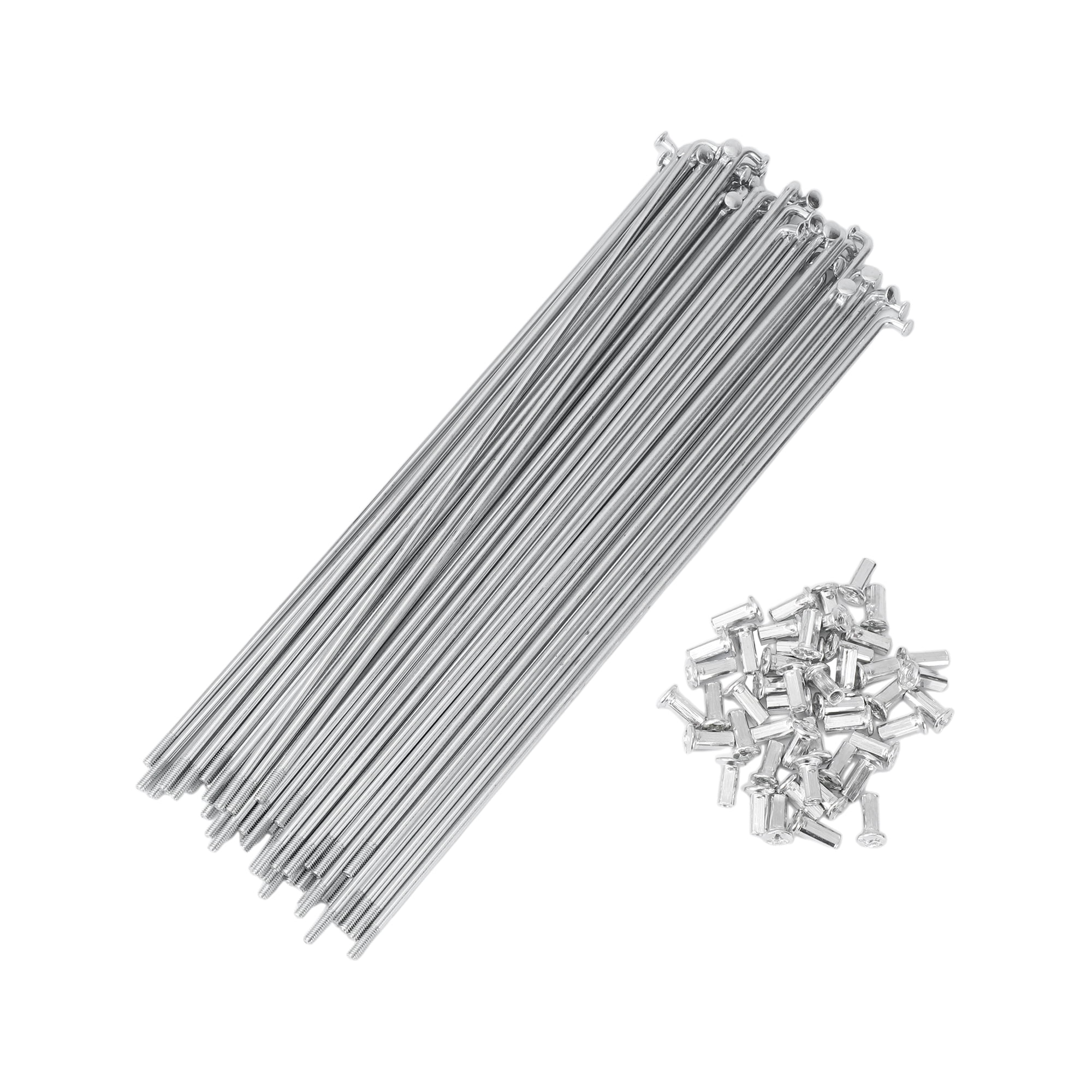 Unique Bargains 48Pcs 10G Bike Wheel Spokes Carbon Steel Galvanized Silver 9.45"