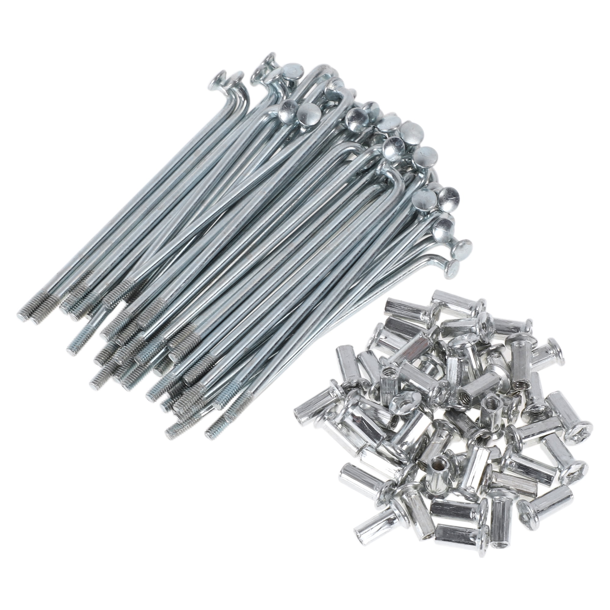 Unique Bargains 48Pcs 10G J Bend Bike Wheel Spokes Carbon Steel Galvanized Silver 3.35"