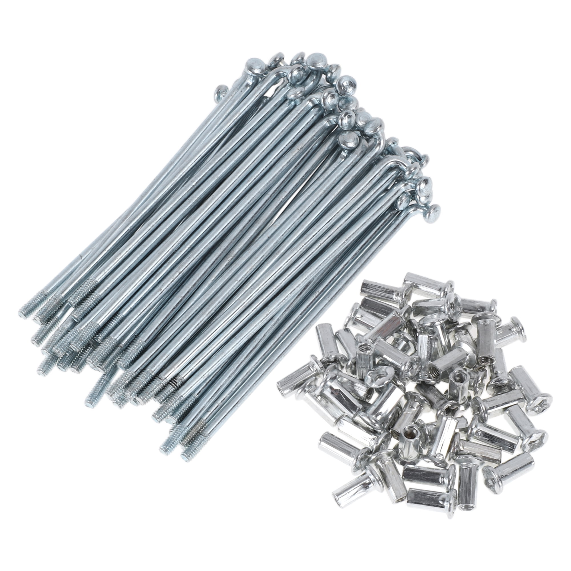 Unique Bargains 48Pcs 10G J Bend Bike Wheel Spokes Carbon Steel Galvanized Silver 3.54"