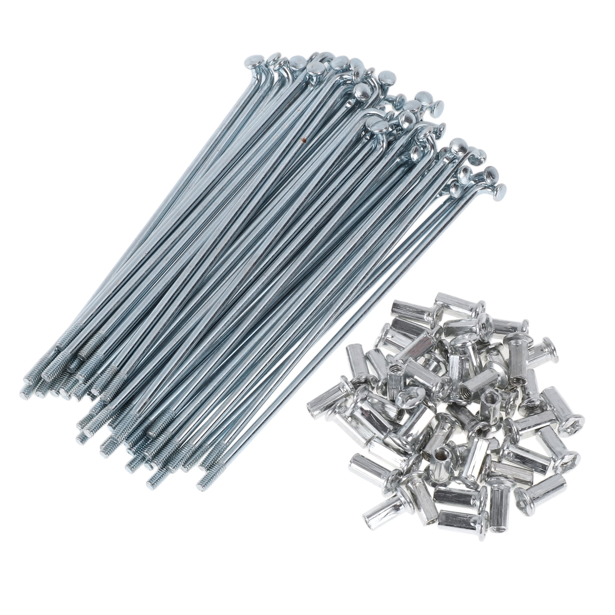 Unique Bargains 48Pcs 10G J Bend Bike Wheel Spokes Carbon Steel Galvanized Silver 4.72"