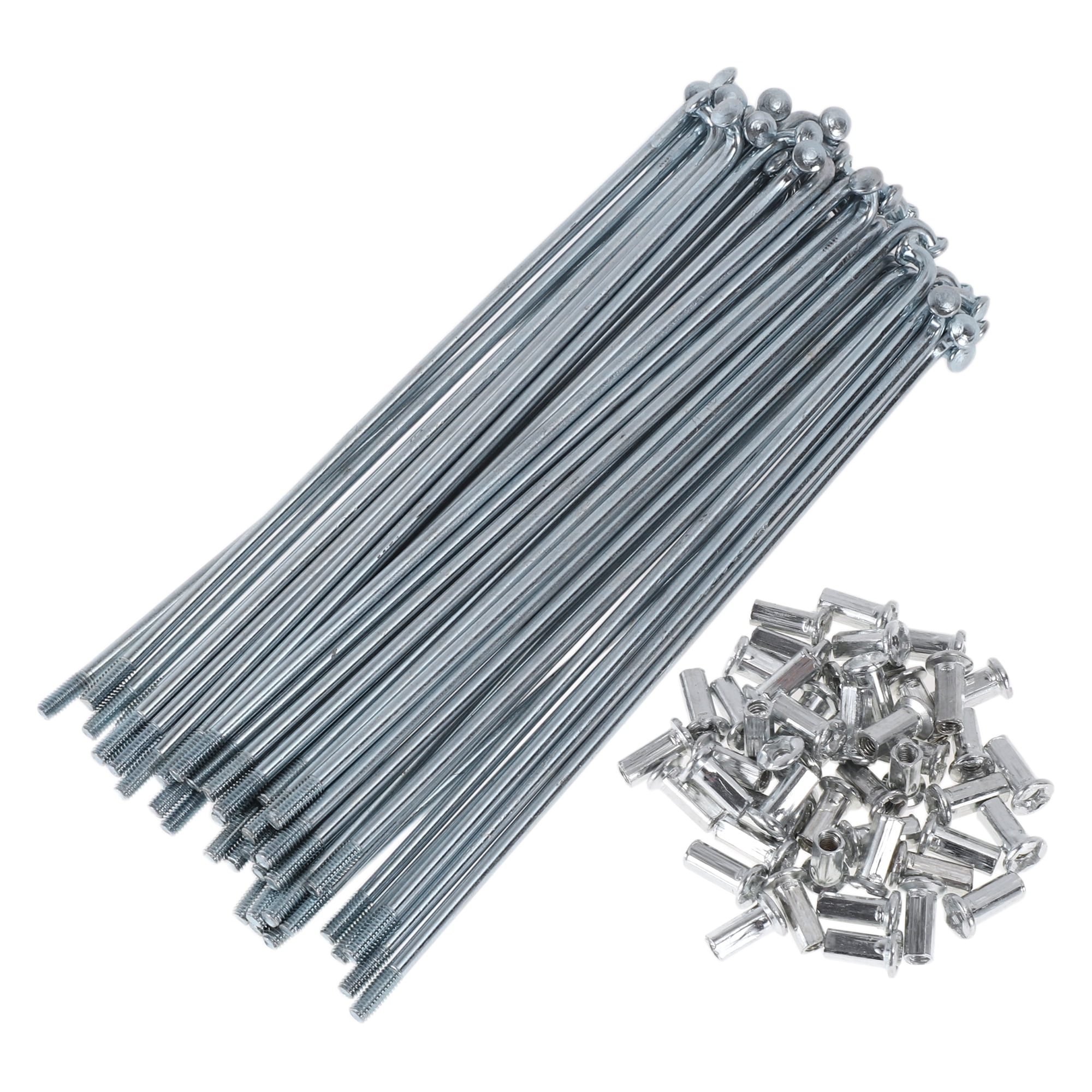 Unique Bargains 48Pcs 10G J Bend Bike Wheel Spokes Carbon Steel Galvanized Silver 5.51"