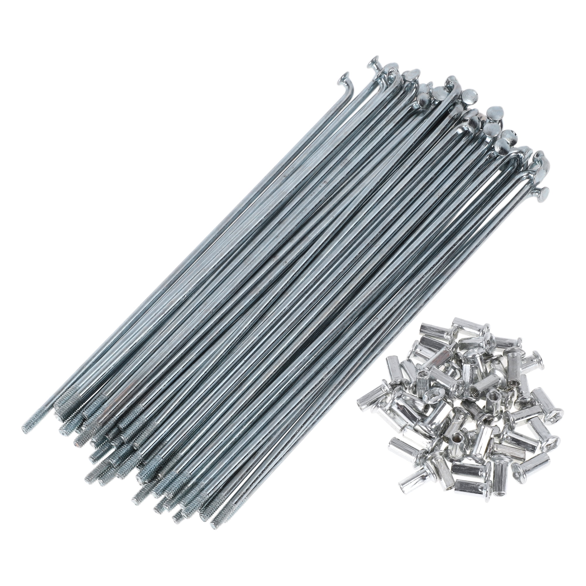 Unique Bargains 48Pcs 10G J Bend Bike Wheel Spokes Carbon Steel Galvanized Silver 5.91"