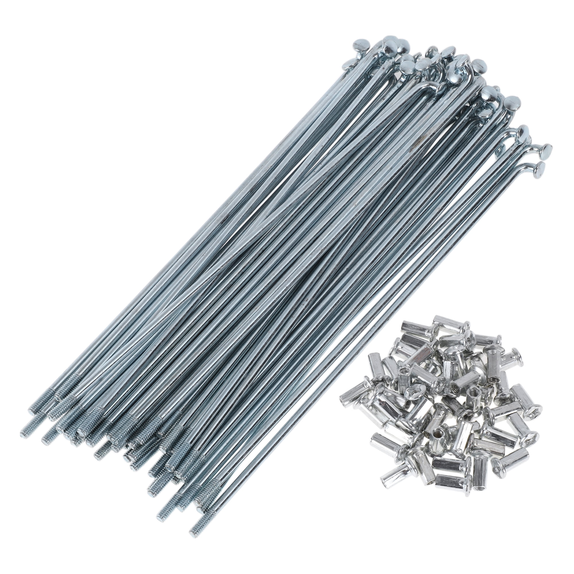 Unique Bargains 48Pcs 10G J Bend Bike Wheel Spokes Carbon Steel Galvanized Silver 6.3"