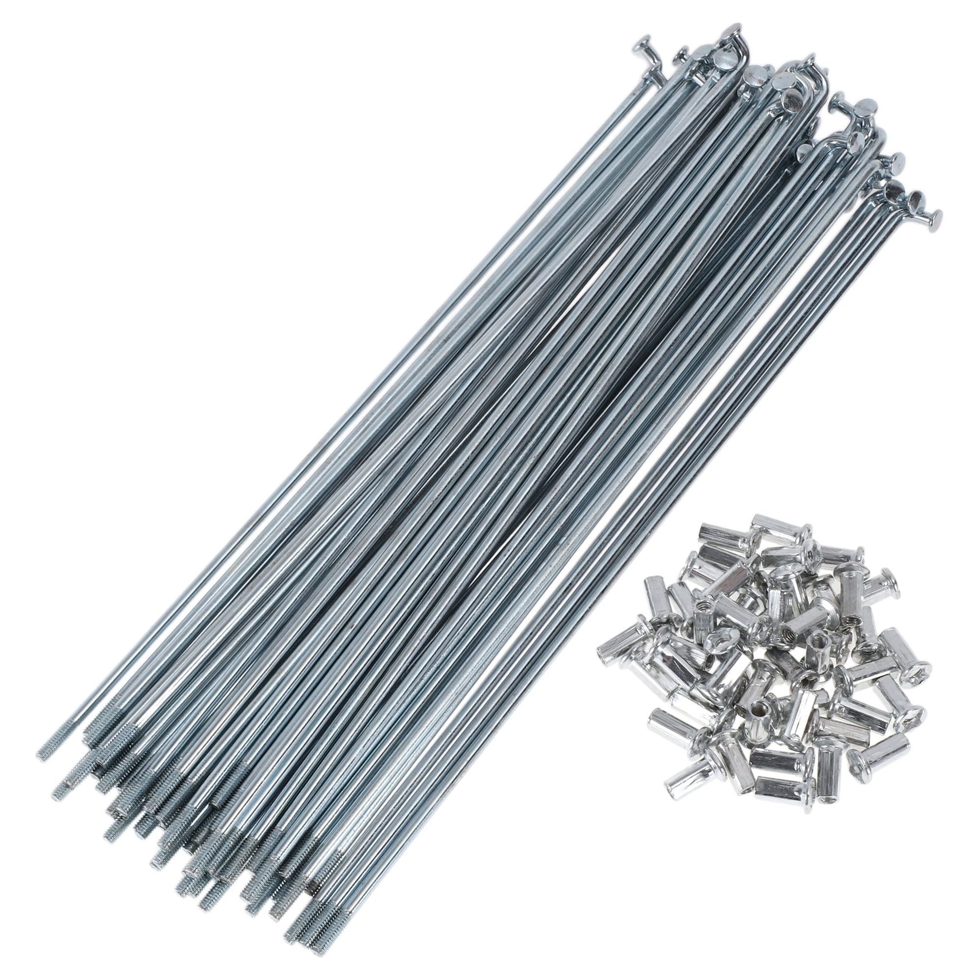 Unique Bargains 48Pcs 10G J Bend Bike Wheel Spokes Carbon Steel Galvanized Silver 8.46"