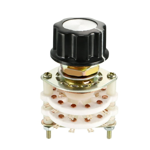 Unique Bargains 4P5T 4 Pole 5 Throw 2 Deck Band Channel Rotary Switch Selector with Knob.