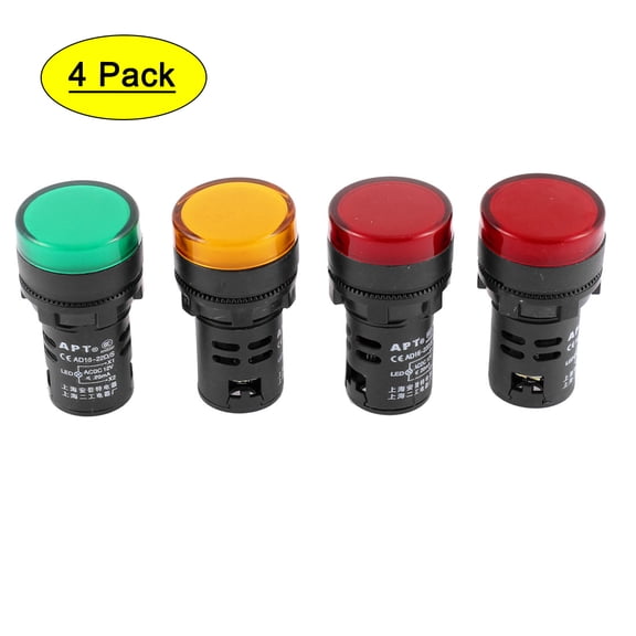 Unique Bargains 4PCS AD16-22D/S 12V 20mA Energy Saving  Indicator Light Green Yellow Red
