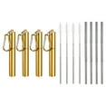 thumbnail image 1 of Unique Bargains 4Pack Reusable Metal Straws Telescopic Stainless Steel Straw Gold Flat Case, 1 of 6