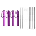 thumbnail image 1 of Unique Bargains 4Pack Reusable Metal Straws Telescopic Stainless Steel Straw Purple Flat Case, 1 of 6