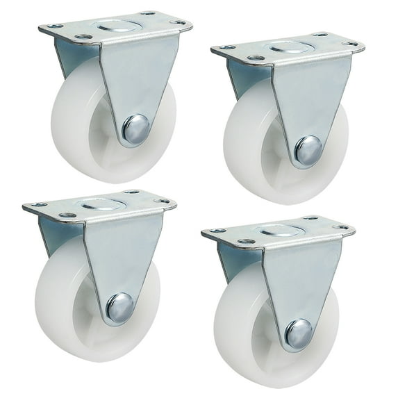 Unique Bargains 4Pcs 1.5 inch Rigid Non-Swivel Casters PP Plastic Wheel Top Plate Mounted White