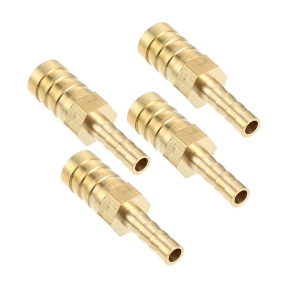 Unique Bargains 4Pcs 12mm - 6mm Straight Shaped Hose Barb Fitting Brass Hose Fitting Connector