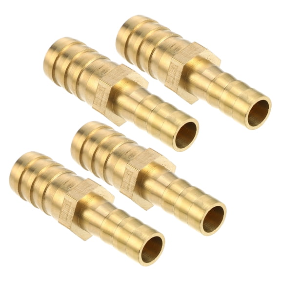 Unique Bargains 4Pcs 14mm - 10mm Straight Shaped Hose Barb Fitting Brass Hose Fitting Connector