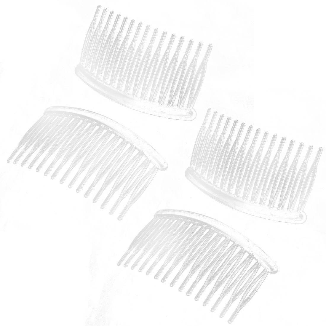 Unique Bargains 4Pcs 15 Teeth Plastic Clear Hair Side Comb Clip for Women Lady Wedding