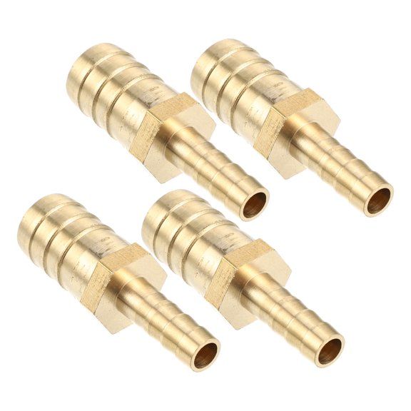 Unique Bargains 4Pcs 16mm - 8mm Straight Shaped Hose Barb Fitting Brass Hose Fitting Connector