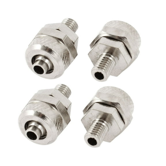 Unique Bargains 4Pcs 5mm Threaded 6mm Hose OD Pneumatic Fuel Gas Air Tube Coupling Connector