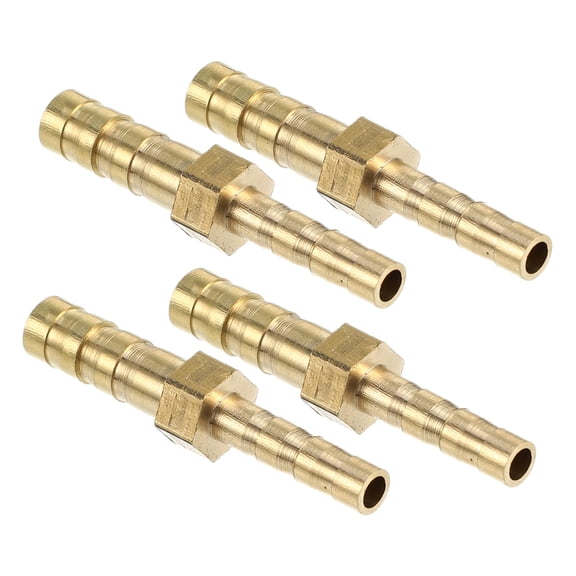 Unique Bargains 4Pcs 6mm - 4mm Straight Shaped Hose Barb Fitting Brass Hose Fitting Connector