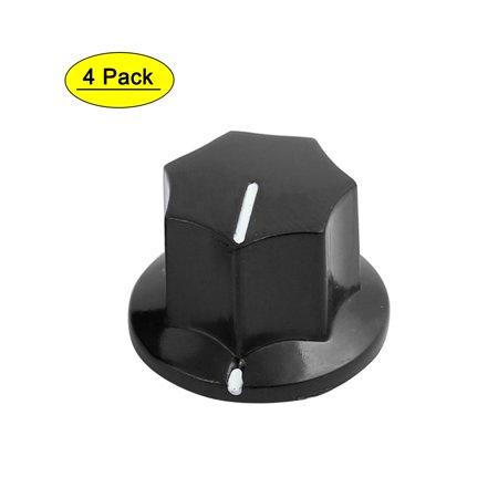 Unique Bargains 4Pcs 6mm Knurled Shaft Plastic Nonslip Potentiometer Control Rotary Knob Cap