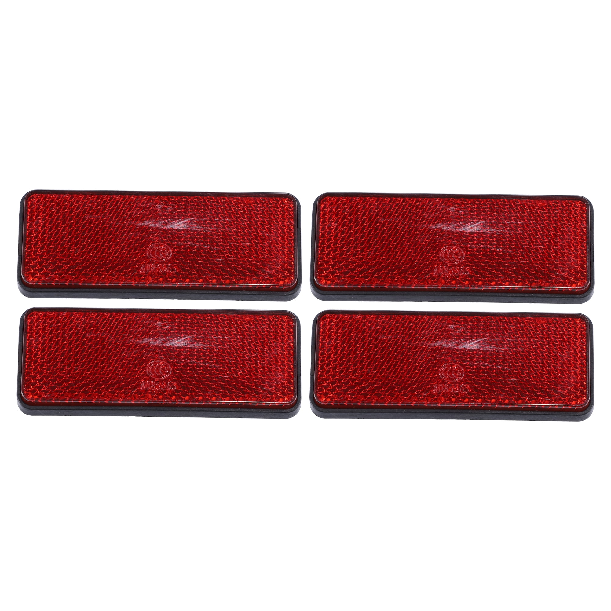 Unique Bargains 4Pcs 87x32mm Plastic Universal Reflective Warning Reflector Red