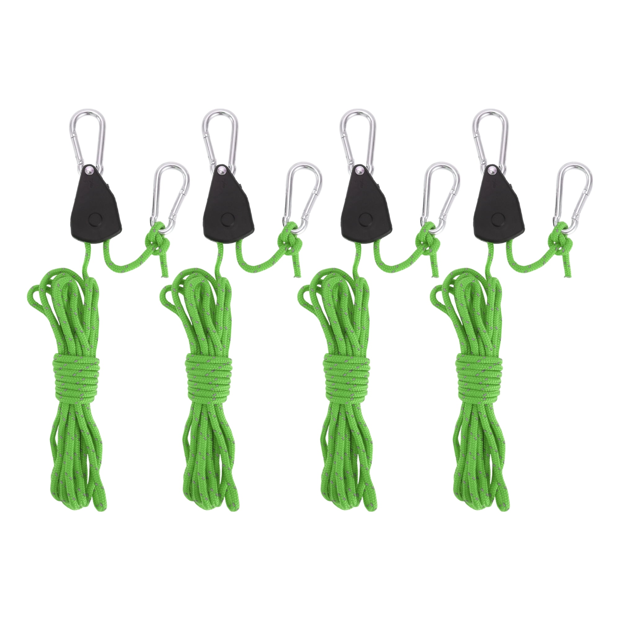 Unique Bargains 4Pcs Adjustable Tent Rope Hanger 12.8ft Green