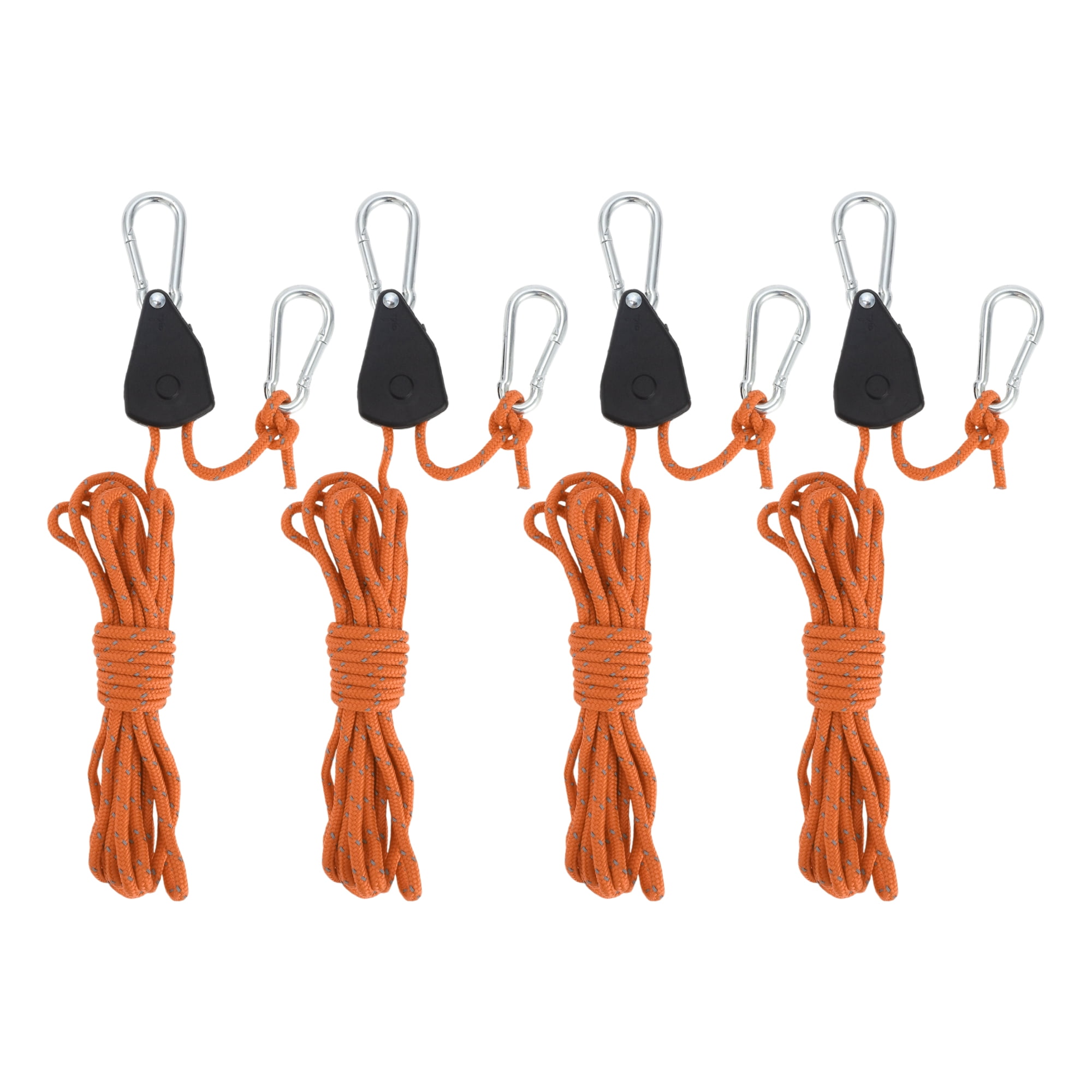 Unique Bargains 4Pcs Adjustable Tent Rope Hanger 12.8ft Orange