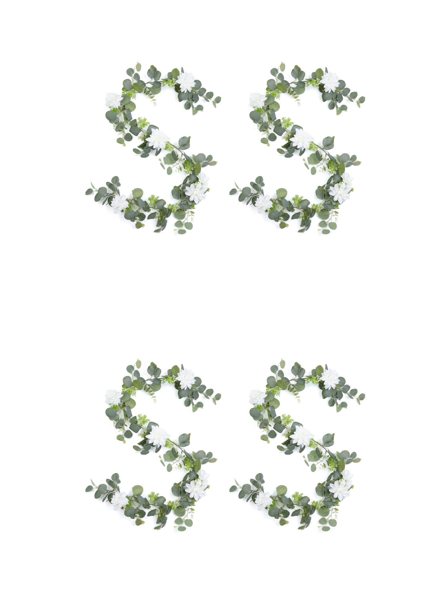 Unique Bargains 4Pcs Artificial Eucalyptus Garland Faux Greenery Vine Beige 71inch
