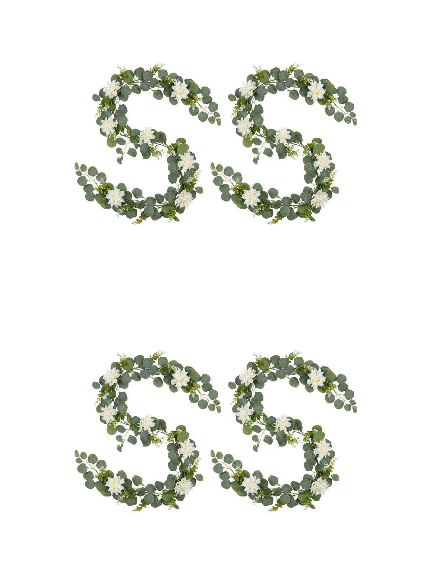 Unique Bargains 4Pcs Artificial Eucalyptus Garland Faux Greenery Vine Champagne 71inch