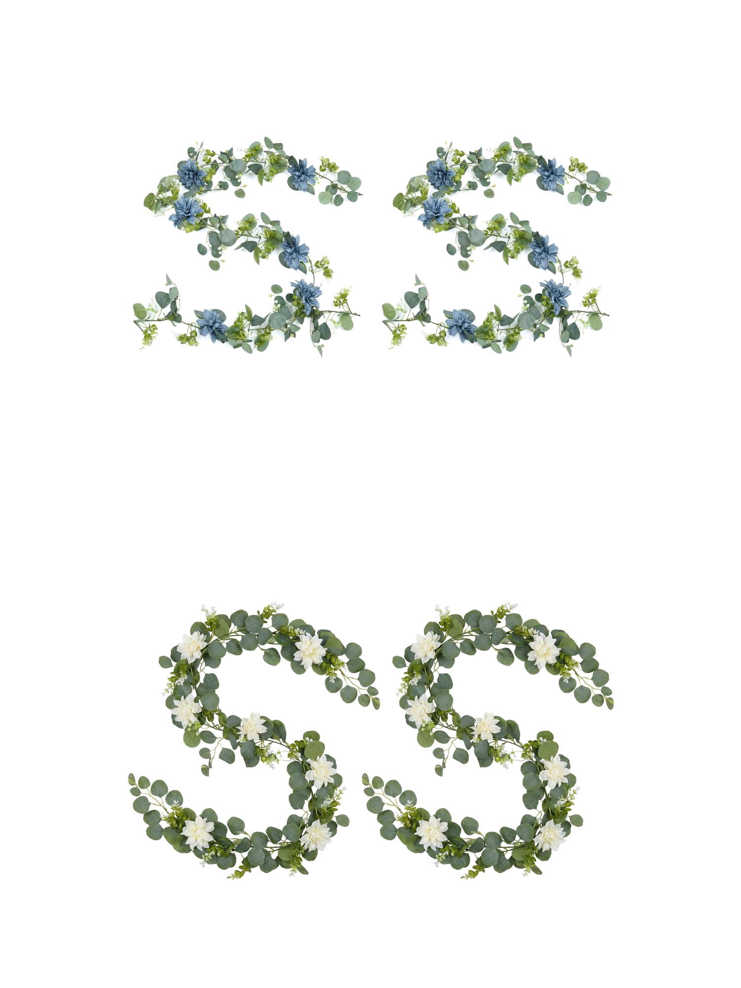 Unique Bargains 4Pcs Artificial Eucalyptus Garland Faux Greenery Vine Champagne Blue 71in