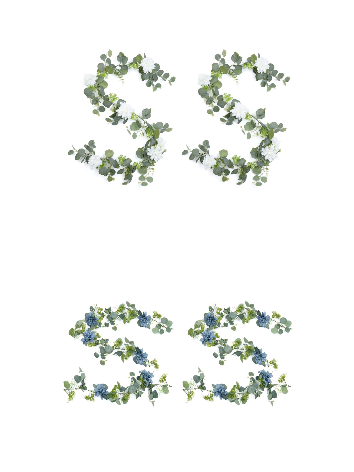 Unique Bargains 4Pcs Artificial Eucalyptus Garland Faux Greenery Vine Flower Blue 71inch