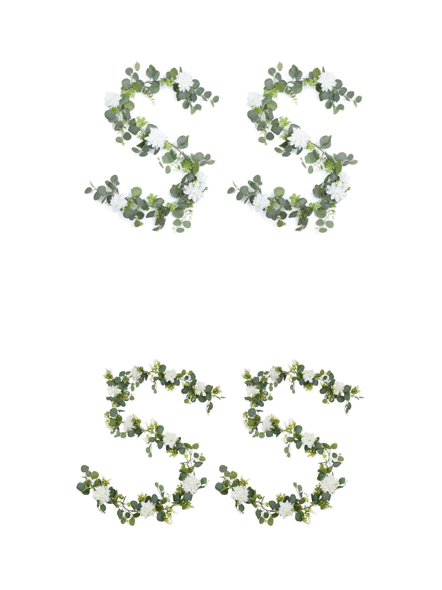 Unique Bargains 4Pcs Artificial Eucalyptus Garland Faux Greenery Vine White Beige 71inch