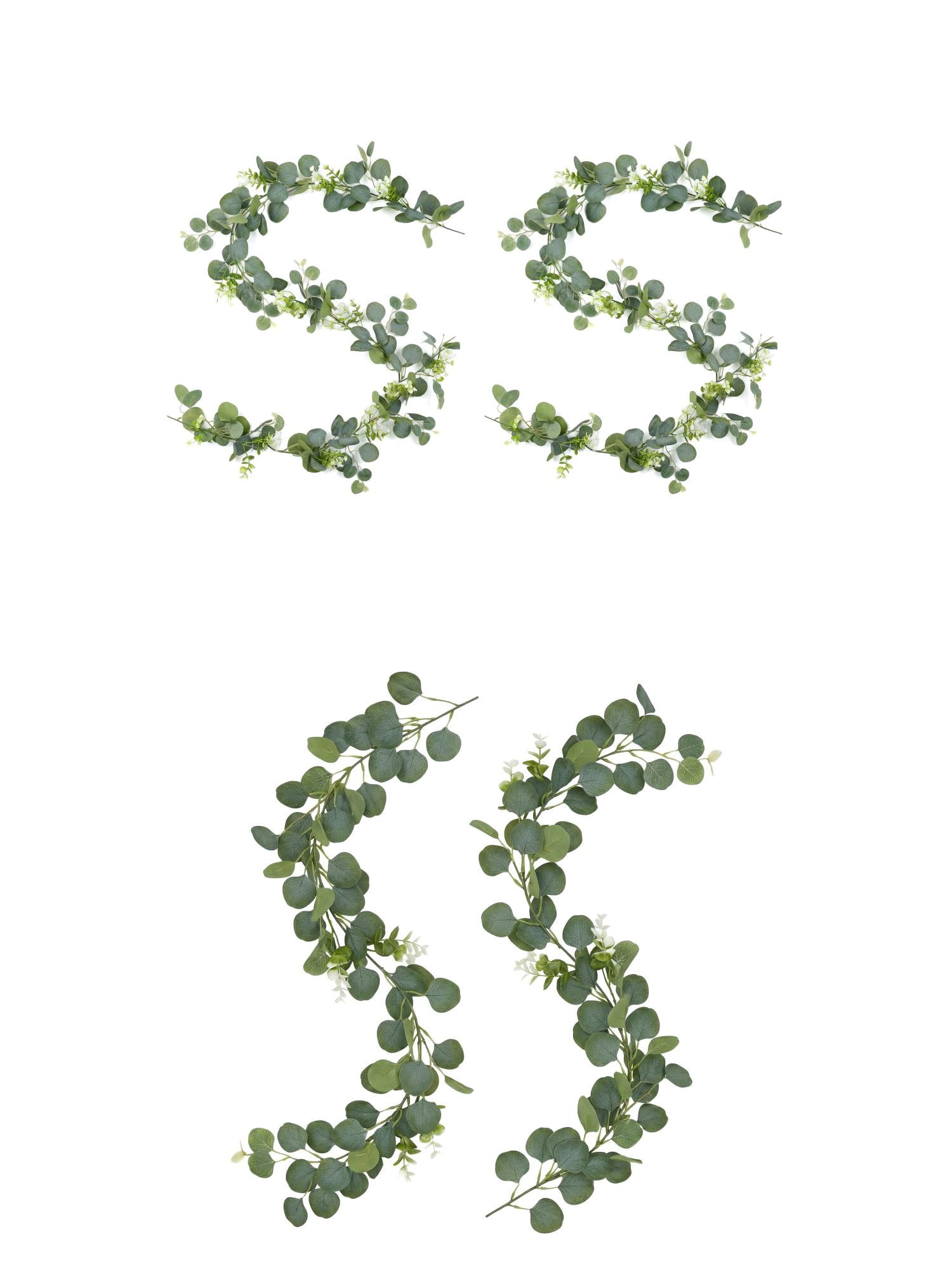 Unique Bargains 4Pcs Artificial Eucalyptus Garland Faux Rose Vine Waterweed Yellow 71inch