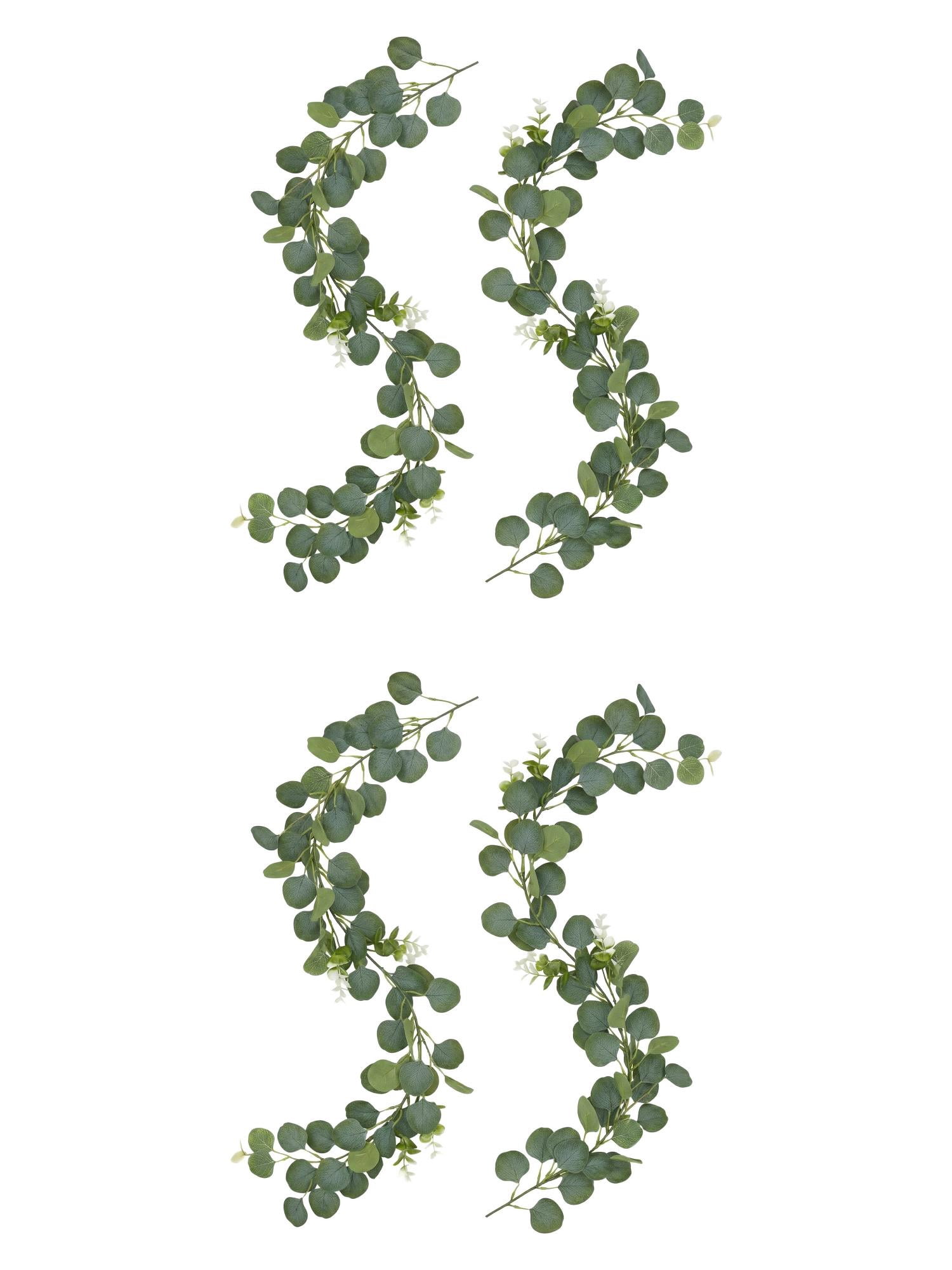 Unique Bargains 4Pcs Artificial Eucalyptus Garland Faux Runner Rose Vine Yellow 71inch