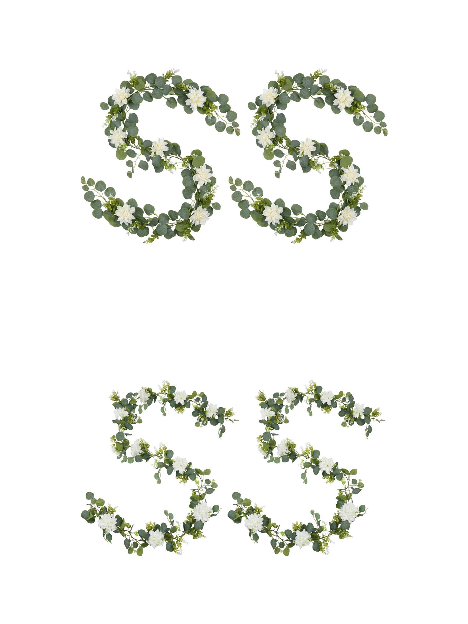 Unique Bargains 4Pcs Artificial Eucalyptus Garland Faux Vine White Champagne 71inch