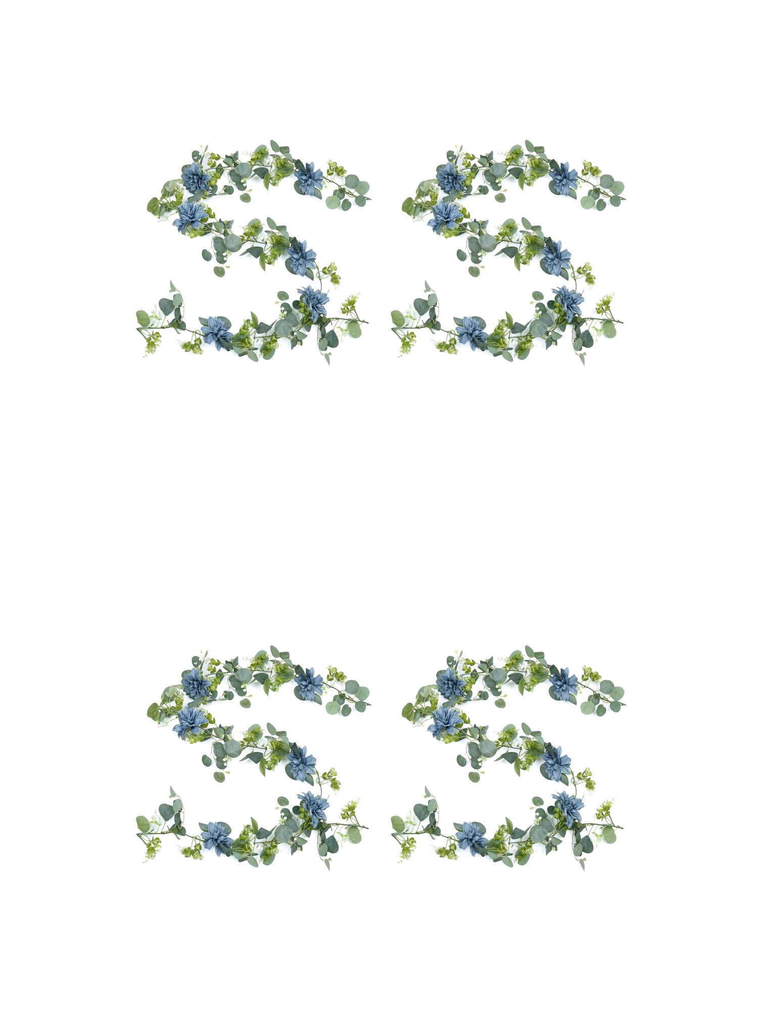 Unique Bargains 4Pcs Artificial Eucalyptus Realistic Faux Greenery Vine Flower Blue 71inch