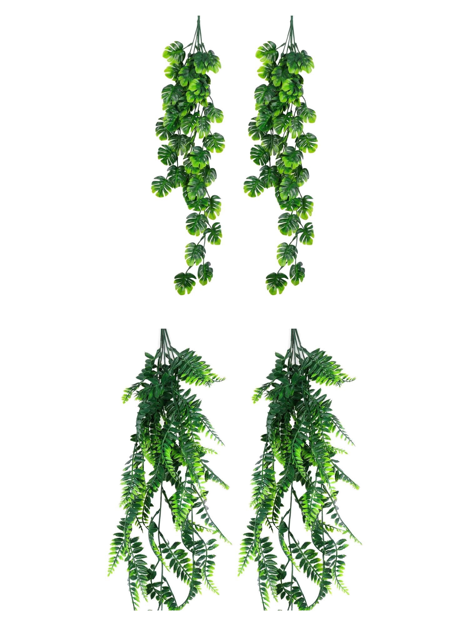 Unique Bargains 4Pcs Artificial Hanging Plants 31" Green Persian Green Turtle Shell
