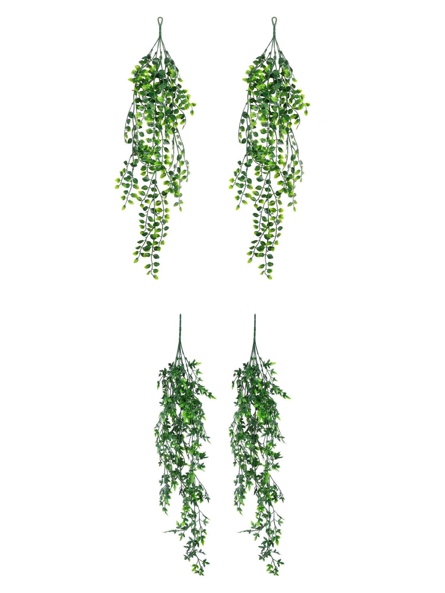 Unique Bargains 4Pcs Artificial Hanging Plants Faux Eucalyptus 31" Green Ivy Maple Leaf