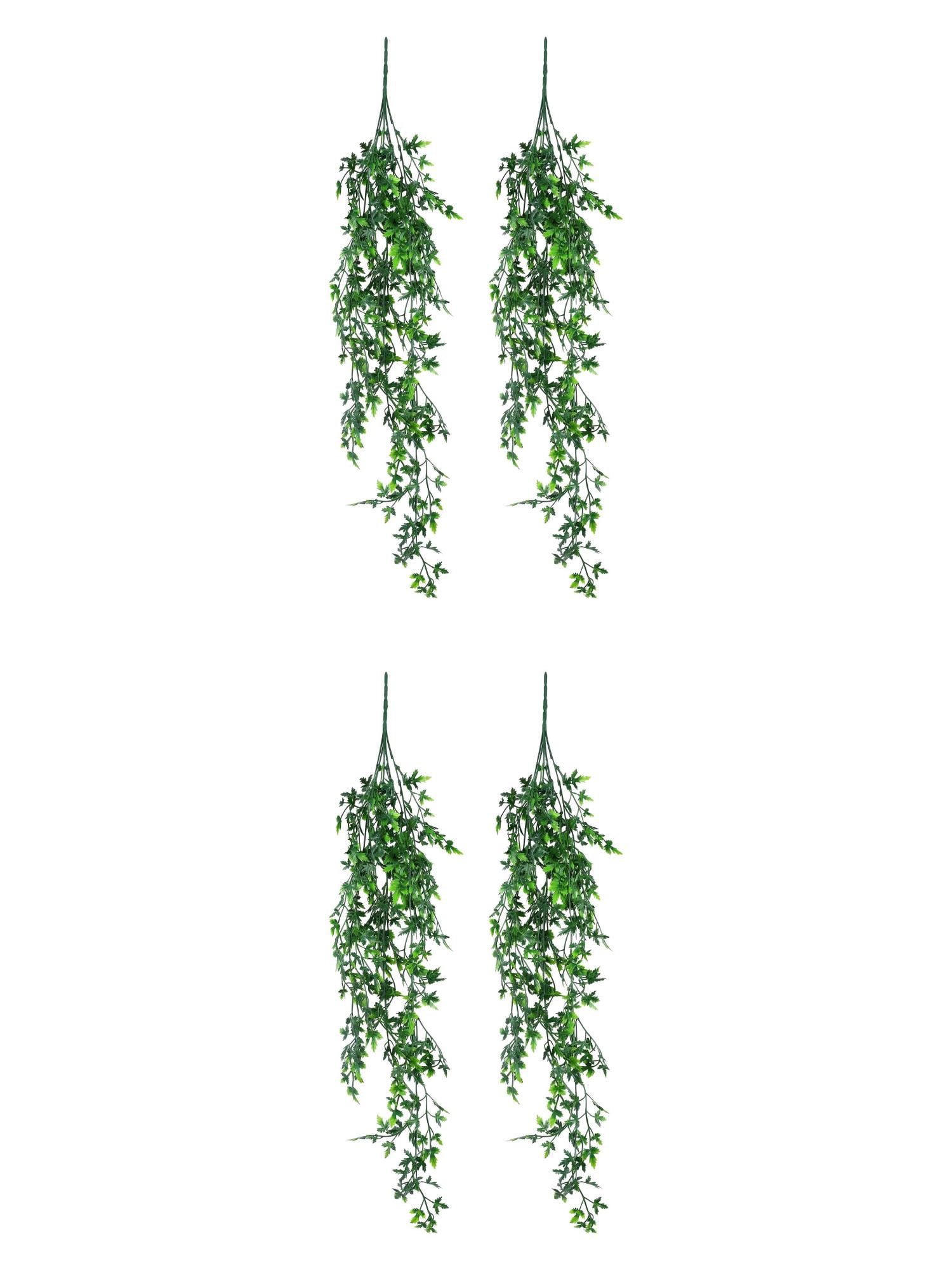 Unique Bargains 4Pcs Artificial Hanging Plants Faux Eucalyptus 31" Green Maple Leaf