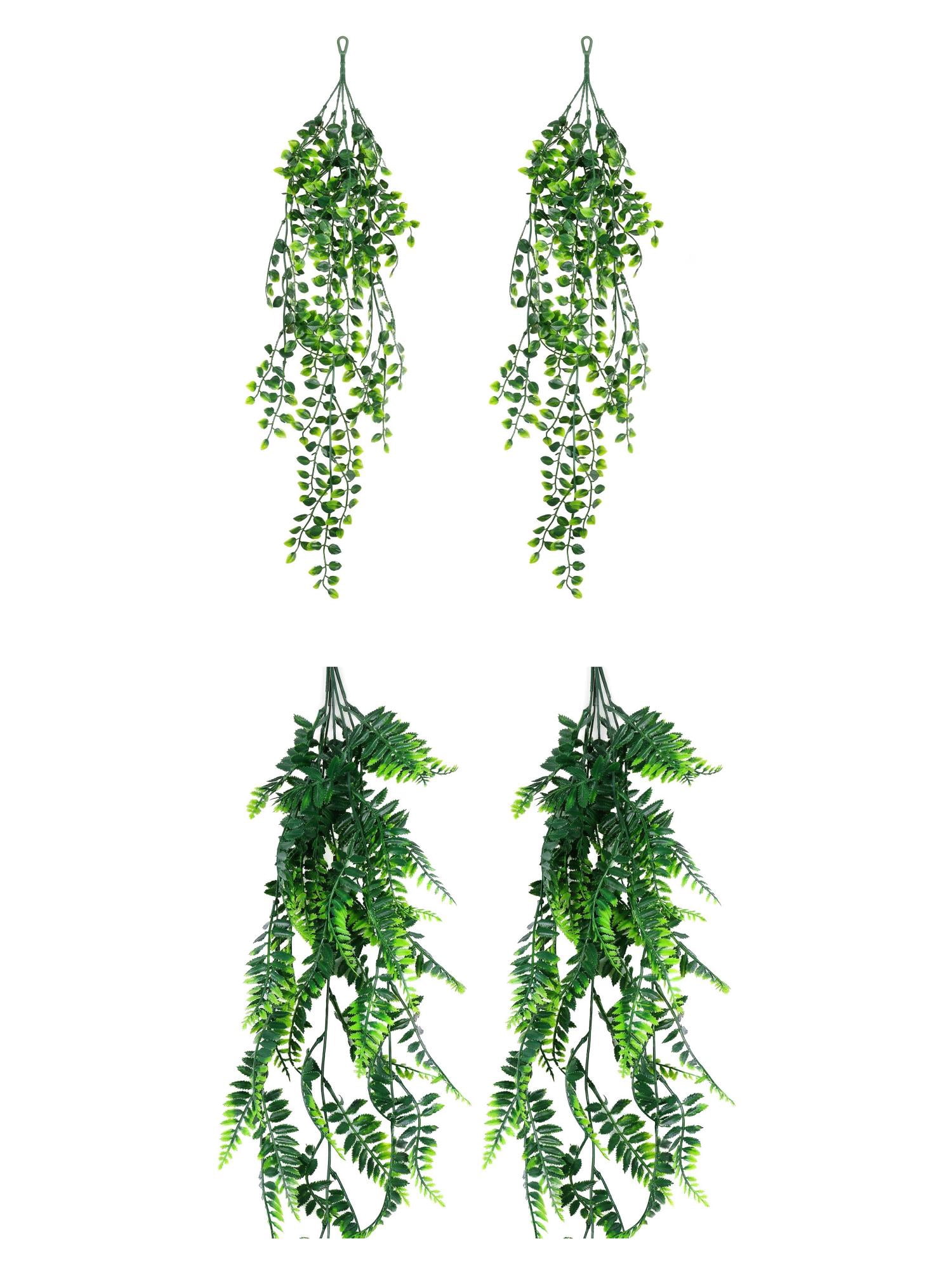 Unique Bargains 4Pcs Artificial Hanging Plants Faux Eucalyptus 31" Green Persian Green Ivy