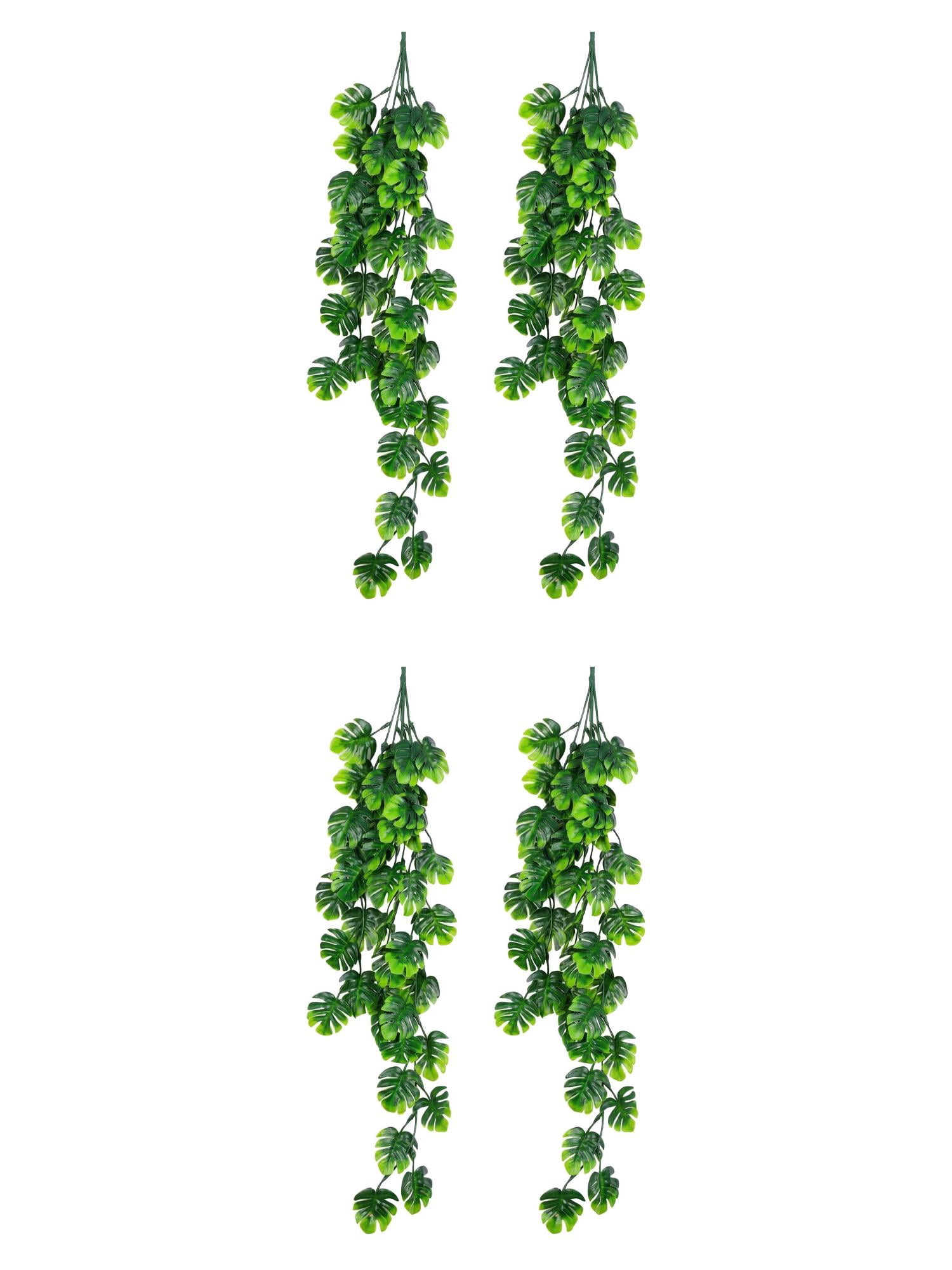 Unique Bargains 4Pcs Artificial Hanging Plants Faux Eucalyptus 31" Green Turtle Shell