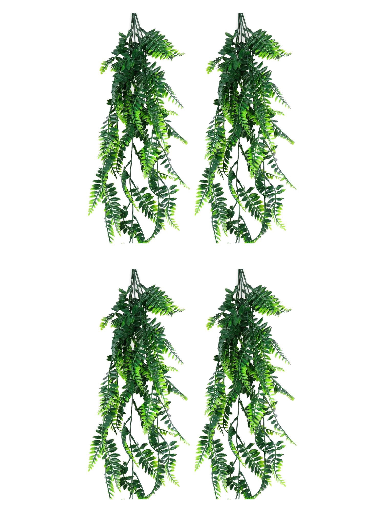 Unique Bargains 4Pcs Artificial Plants Faux Eucalyptus Five-Forked Persian 31" Green