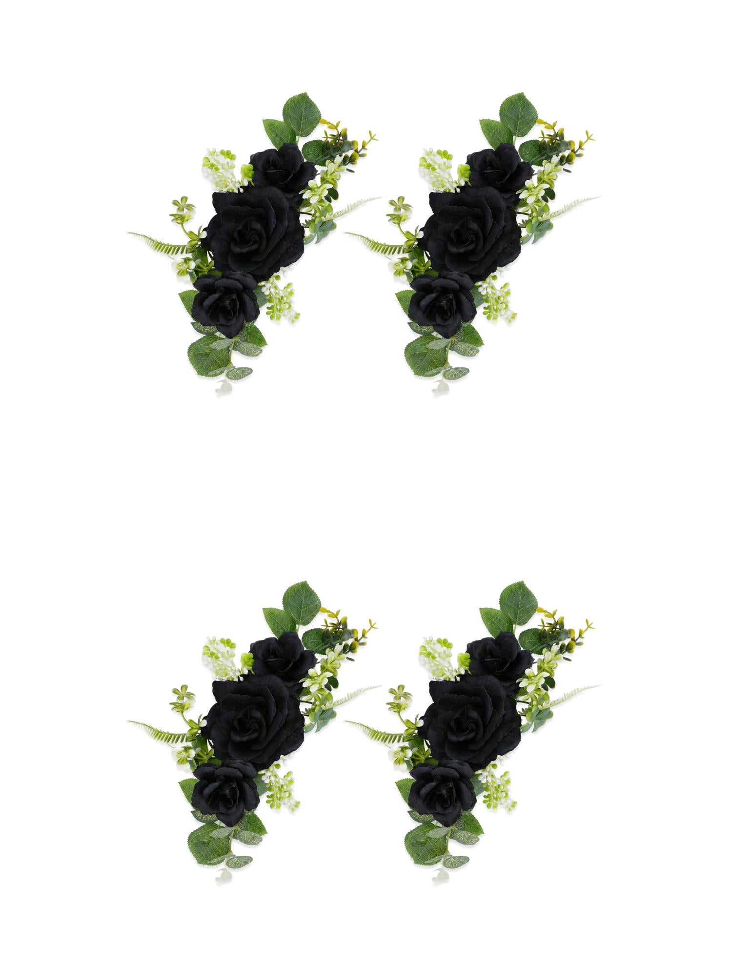 Unique Bargains 4Pcs Artificial Rose Bouquets Silk Flowers Black 13 in