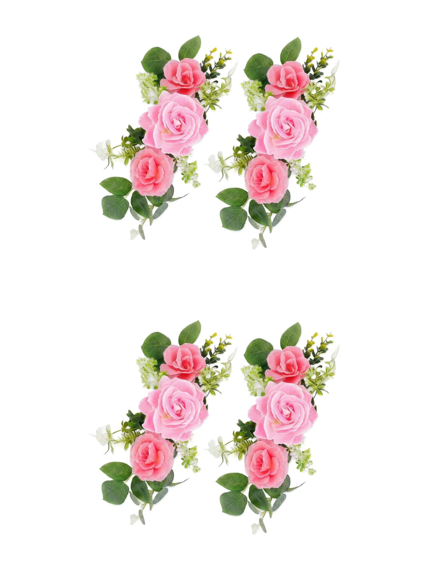 Unique Bargains 4Pcs Artificial Rose Bouquets Silk Flowers Pink 13 in
