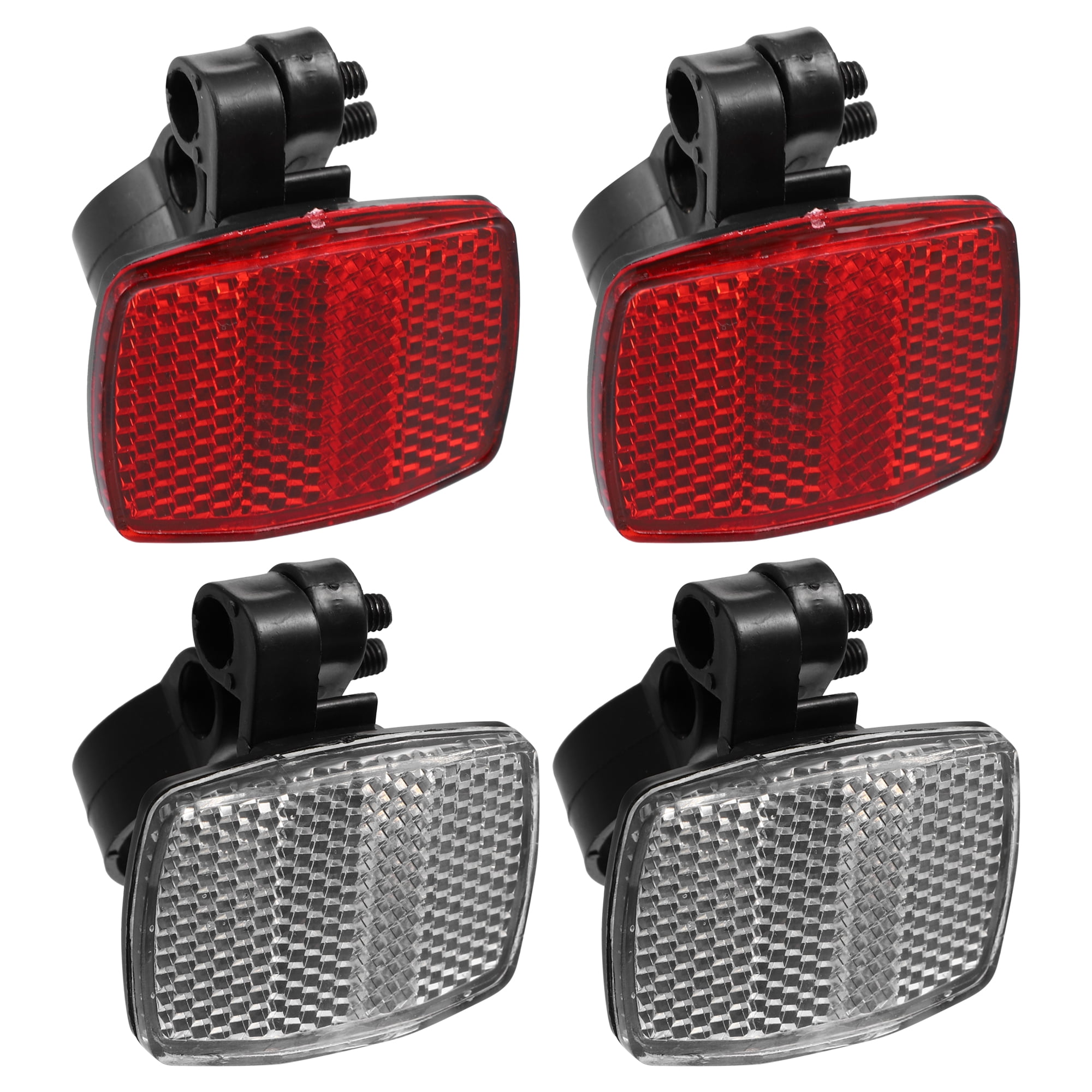 Unique Bargains 4Pcs Bicycle Front Rear Reflector Kit for Night Cycling Red and White