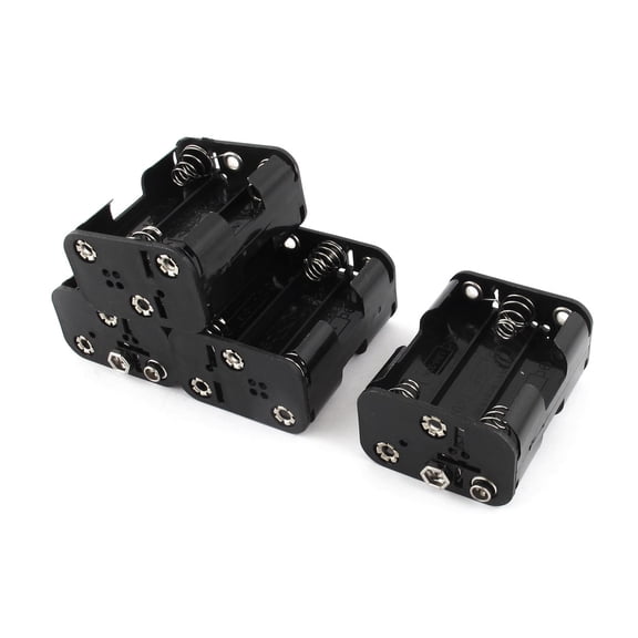 Unique Bargains 4Pcs Black Double Side 6 x 1.5V AA Battery Holder Storage Case Box