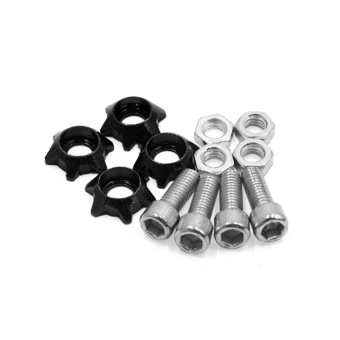 Unique Bargains 4Pcs Black Metal 6mm Thread Motorcycle Hexagon License Plate Bolts Screws