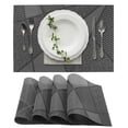 thumbnail image 1 of Unique Bargains 4Pcs Blocks Pattern PET Heat Resistant Washable Placemats Black, 1 of 6