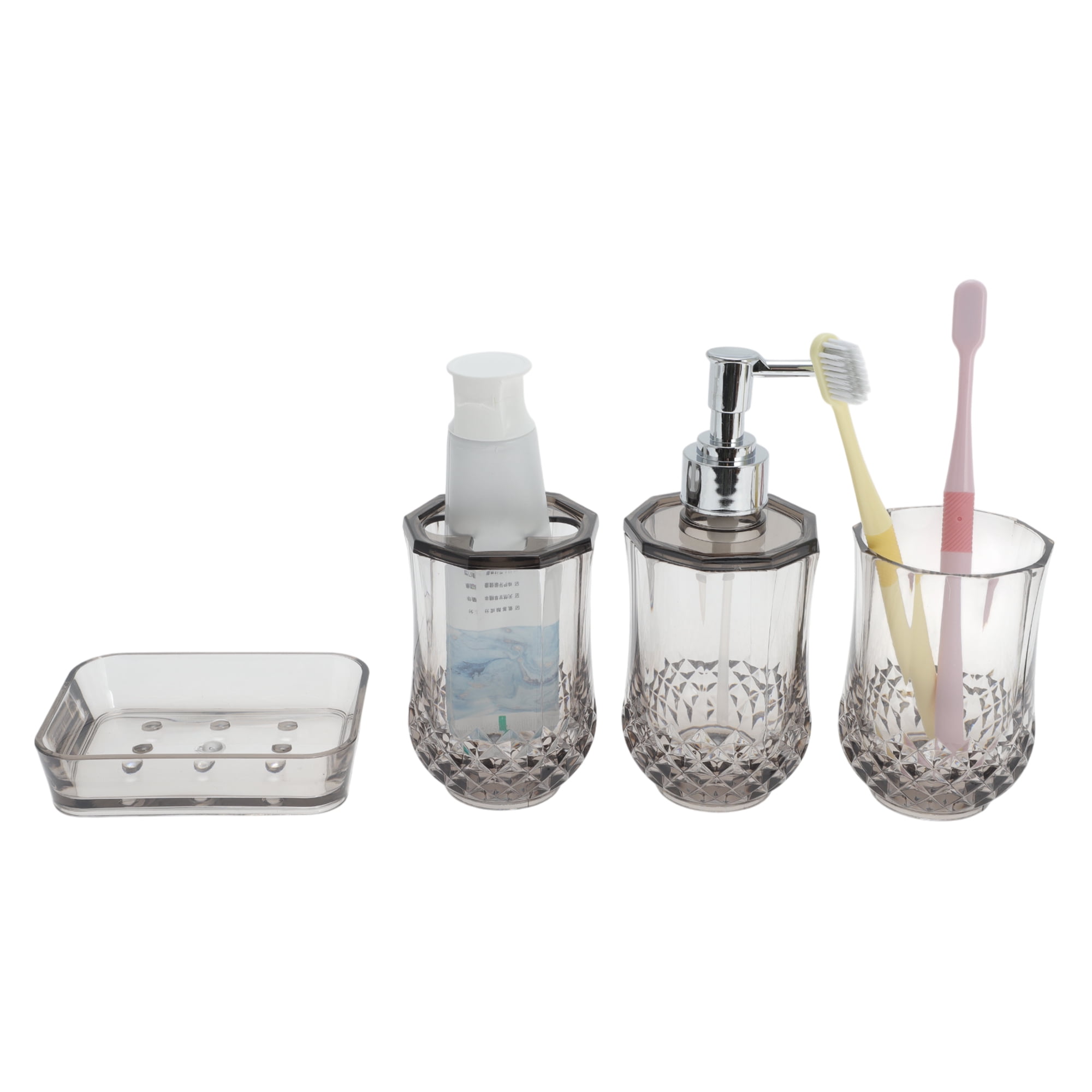 Unique Bargains 4Pcs Durable Bathroom Accessories Set Black