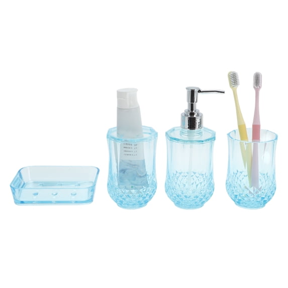 Unique Bargains 4Pcs Durable Bathroom Accessories Set Blue