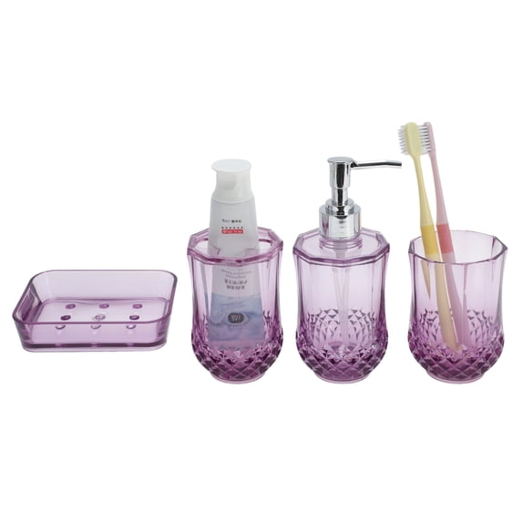 Unique Bargains 4Pcs Durable Bathroom Accessories Set Purple
